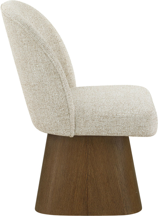 Marlowe - Linen Textured Fabric Upholstered Swivel Dining Side Chair - Stained Brown - Simple Home Plus
