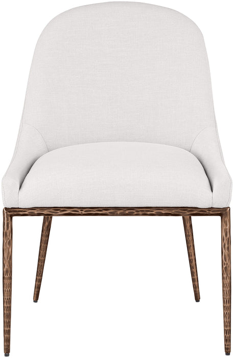 Ferro - Linen Textured Performance Fabric Upholstered Dining Side Chair - Cream / Brushed Bronze - Simple Home Plus