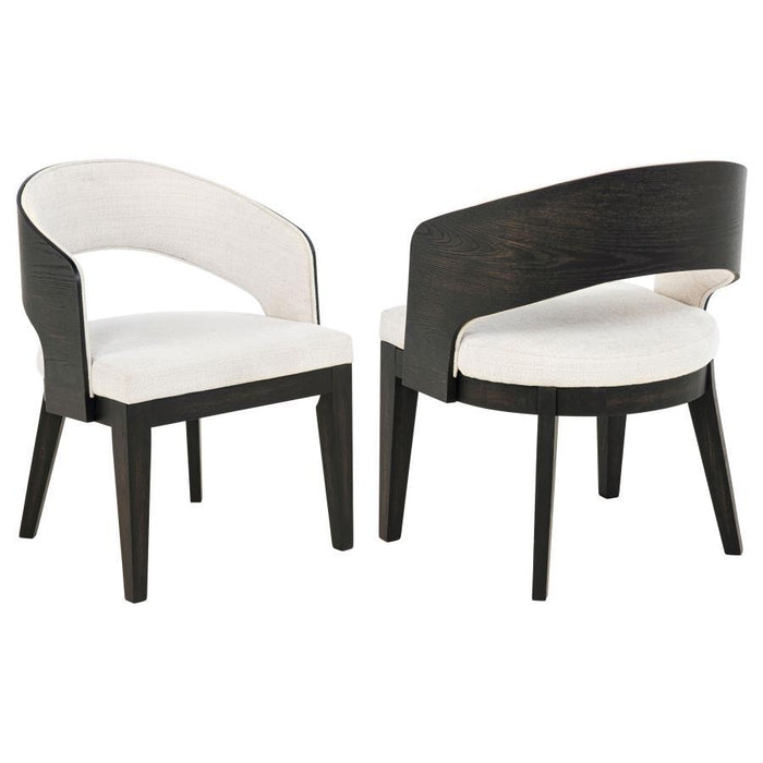 Leandro - Upholstered Dining Arm Chair (Set of 2) - Burnished Black / Cream - Simple Home Plus