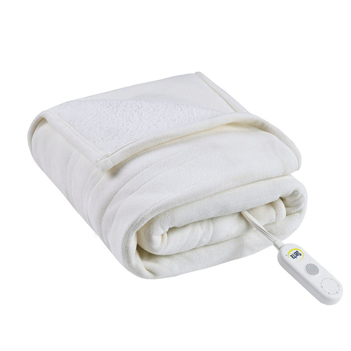 Fleece to Sherpa - Heated Throw Extra Comfort - Ivory - Simple Home Plus