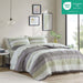 Jaxon - 7 Piece King Stripe Comforter Set With Bed Sheets - Green / Gray - Simple Home Plus