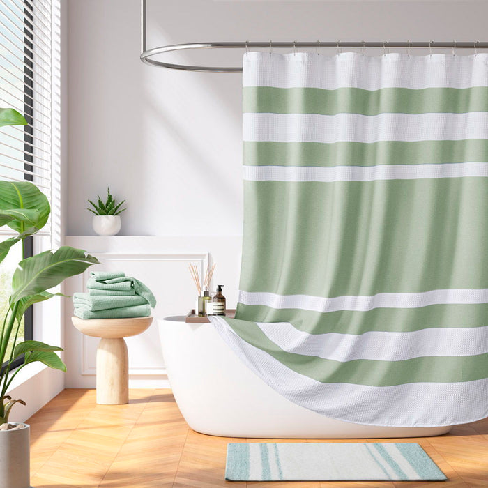Spa Waffle - 72" x 72" Shower Curtain With 3M Treatment - Sage Green - Simple Home Plus