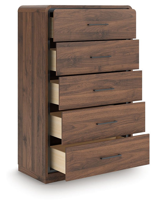 Fortlorn - Walnut Brown - Five Drawer Chest - Simple Home Plus