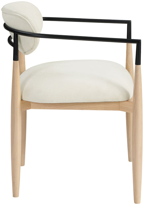 Riccio - Performance Fabric Upholstered Dining Arm Chair (Set of 2) With Light Brown Legs - Cream - Simple Home Plus