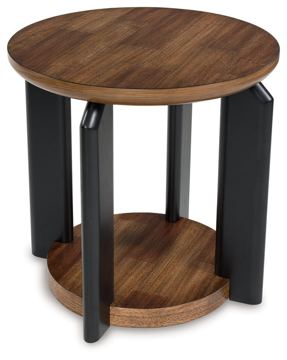 Kraeburn - Brown / Black - Round End Table - Simple Home Plus