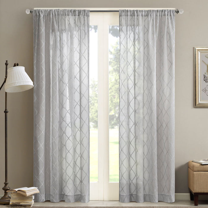 Irina - Diamond Sheer Window Curtain - Gray - Simple Home Plus