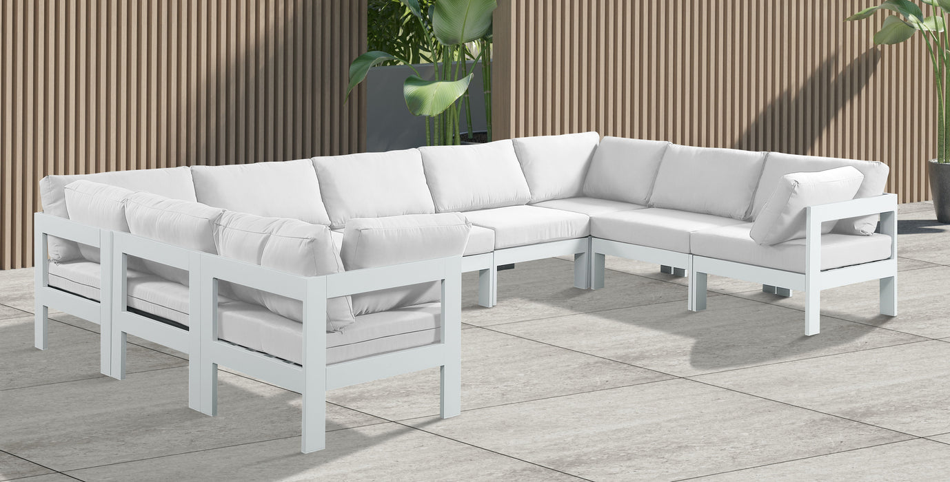 Nizuc - Outdoor Patio 9 Piece Modular Sectional With White Frame - Simple Home Plus