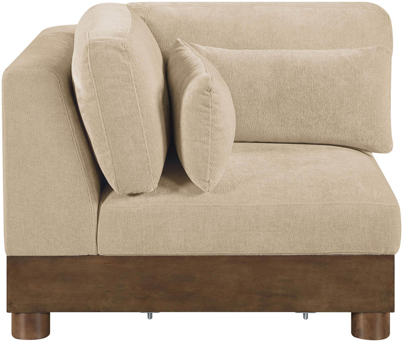 Turin - Chenille Fabric Upholstered Modular Corner Chair - Walnut Base - Simple Home Plus