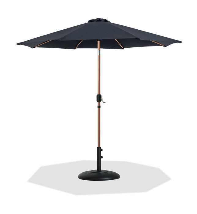 Fiji - Aluminum Patio Umbrella With Round Black And Teak Base - Simple Home Plus