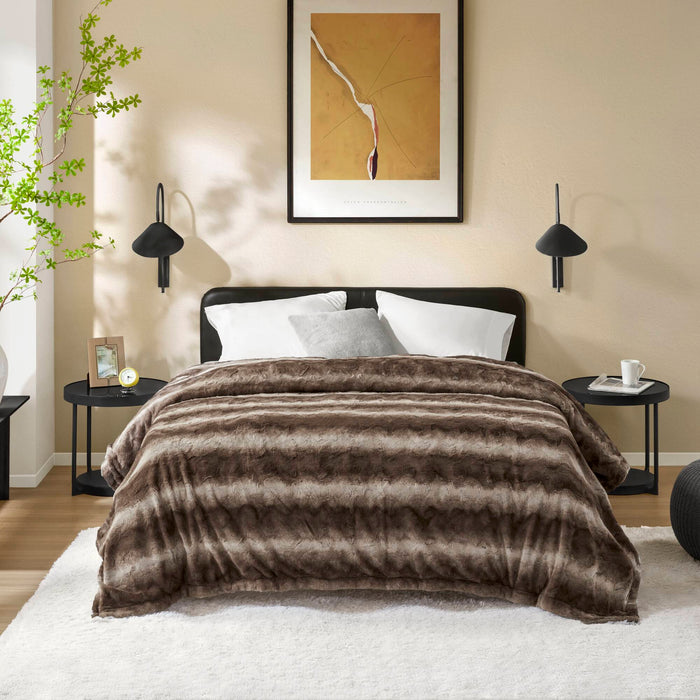 Zuri - 108" x 90" Blanket - Brown - Simple Home Plus