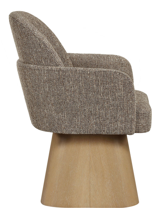 Marlowe - Linen Textured Fabric Upholstered Swivel Dining Arm Chair - Stained Natural - Simple Home Plus