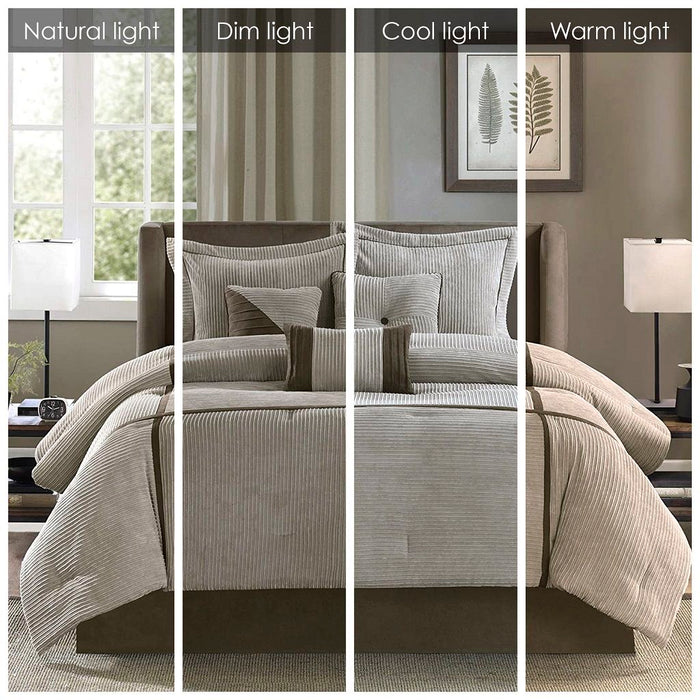 Dallas - Queen - Piece Comforter (Set of 7) - Taupe - Simple Home Plus