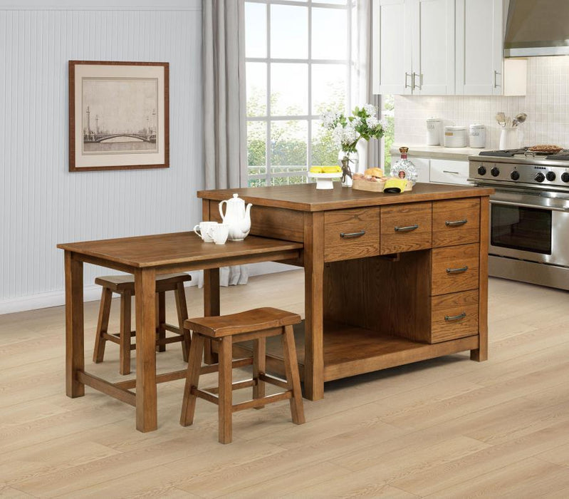 Mayfair - 3 Piece Kitchen Island With Extension Table - Dark Oak - Simple Home Plus