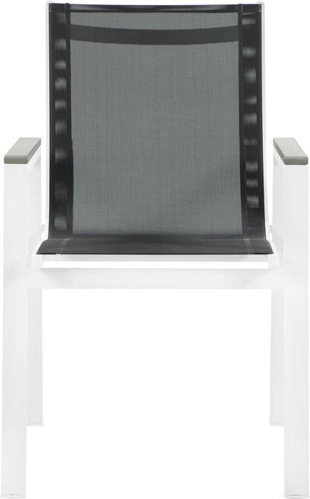 Nizuc - Outdoor Patio Dining Arm Chair With White Frame And Gray Arms (Set of 2) - Simple Home Plus