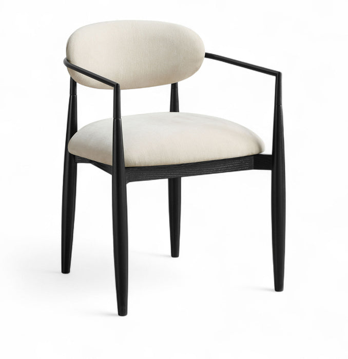 Riccio - Fabric Dining Arm Chair (Set of 2) - Black Frame - Simple Home Plus