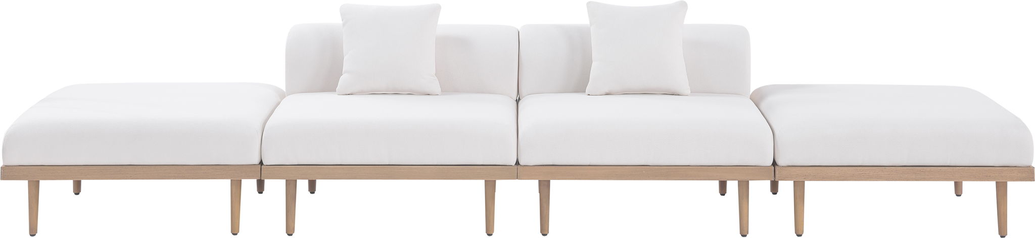 Laguna - 4 Piece 142" Outdoor Patio Armless Modular Sofa With 2 Backless Seats - Simple Home Plus
