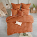 Brooklyn - Cotton Jacquard Queen Duvet Cover Set With Euro Shams and Throw Pillows - Rust - Simple Home Plus