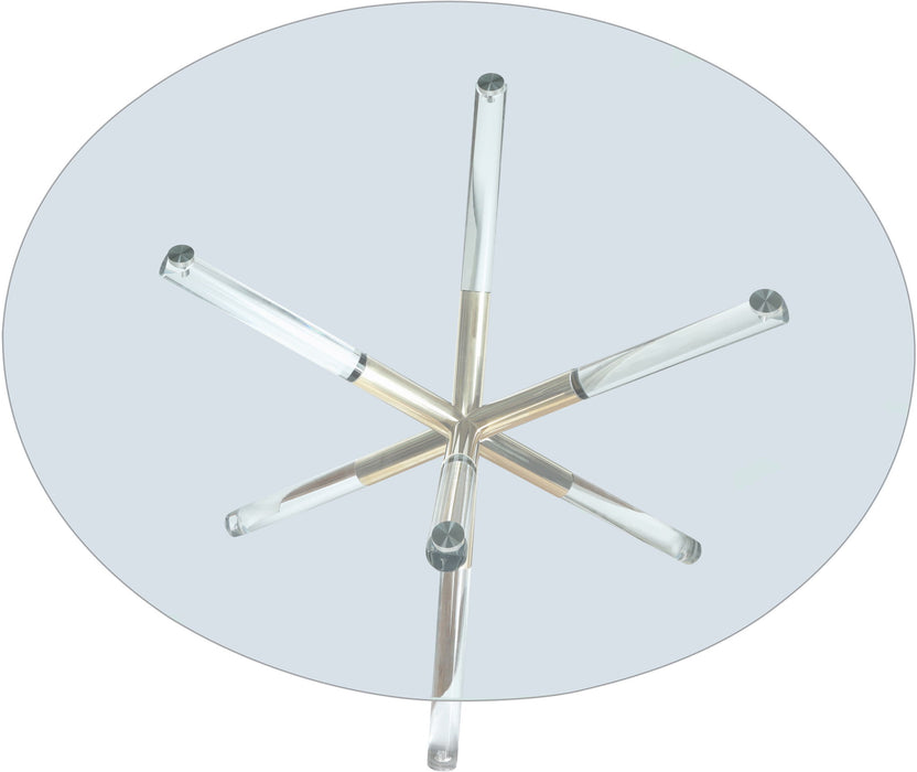 Mercury - Glass Dining Table - Pearl Silver - Simple Home Plus
