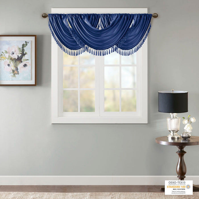 Elena - Waterfall Embellished Valance - Navy - Simple Home Plus