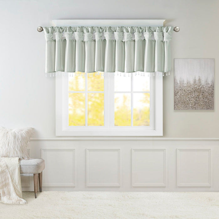 Emilia - Lightweight Valance With Beads - Dusty Aqua - Simple Home Plus