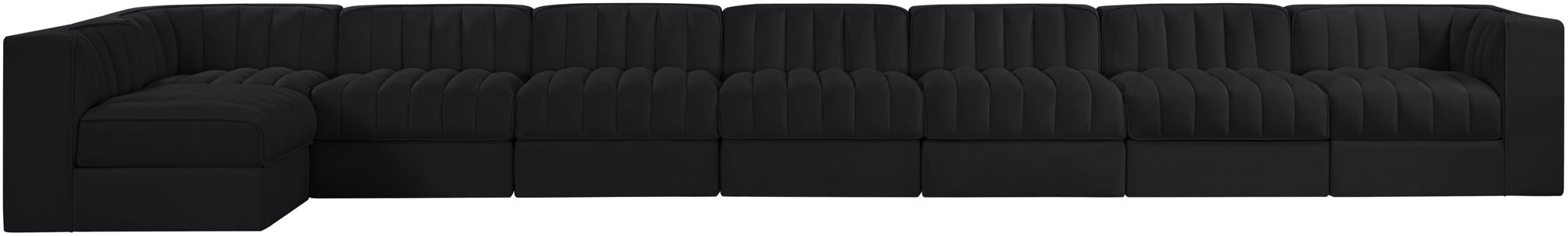 Rummi - Velvet Performance Fabric Upholstered 8 Piece Modular Sectional, L-Shaped (Right) - Simple Home Plus