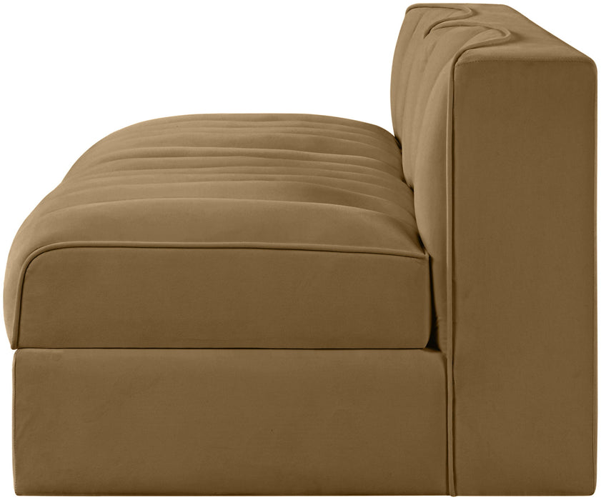 Rummi - Velvet Performance Fabric Upholstered 2 Piece Modular Armless Loveseat - Simple Home Plus