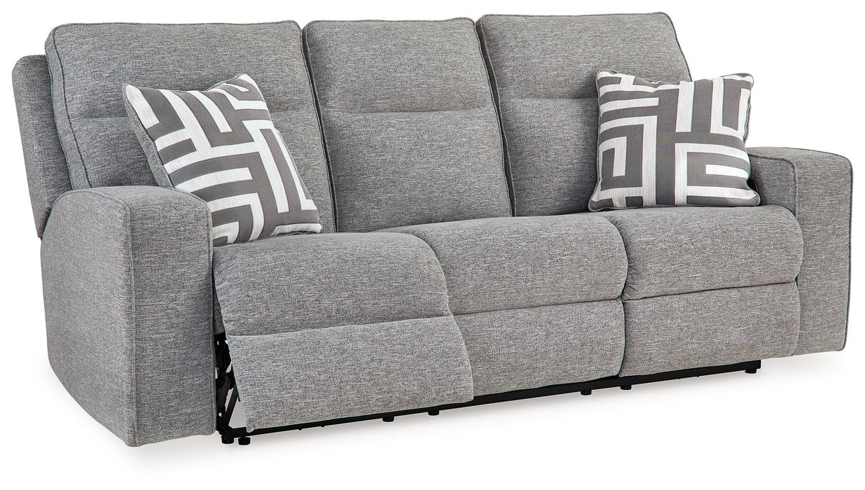Biscoe - Pewter - Power Reclining Sofa With Adj Headrest - Simple Home Plus