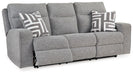 Biscoe - Pewter - Power Reclining Sofa With Adj Headrest - Simple Home Plus