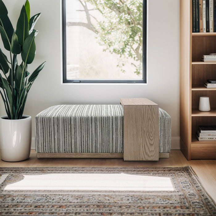 Peggy - Bench/Cocktail Ottoman With Table - Stripe / Multi - Simple Home Plus