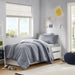Logan - Twin/Twin Long Striped Comforter Set - Blue/Gray - Simple Home Plus