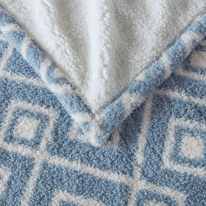 Amira - Dream Soft Heated Throw - Blue Geo - Simple Home Plus