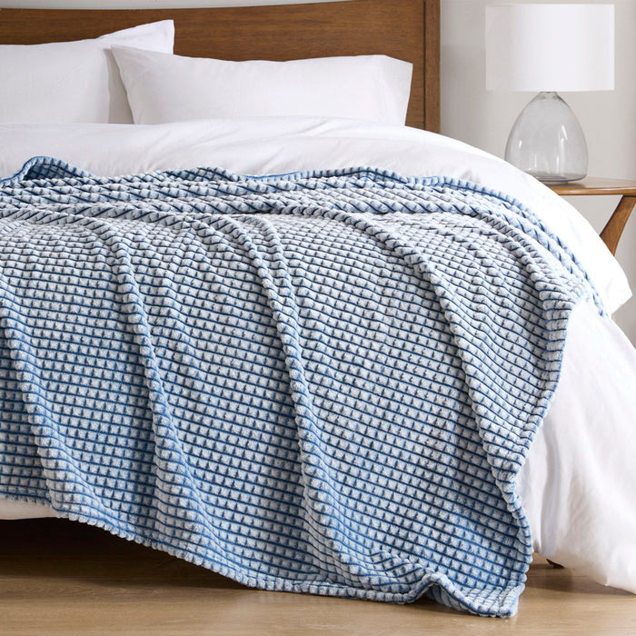 Carved Plush - King Blanket - Blue - Simple Home Plus