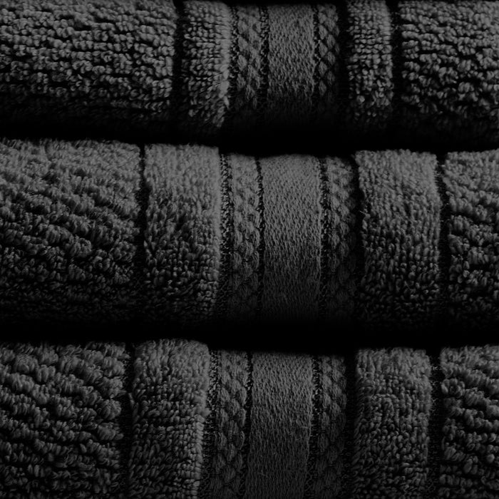 Adrien - Super Soft Cotton Quick Dry Bath Towel 6 Piece Set - Black - Simple Home Plus