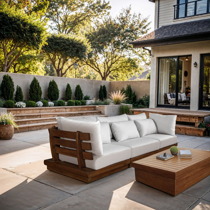 Mirella - 3 Piece Water Resistant Fabric Upholstered Outdoor Patio Modular Sofa - Simple Home Plus