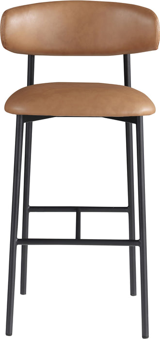 Lupita - Vegan Leather Upholstered Bar Stool With Matte Black Frame (Set of 2) - Simple Home Plus