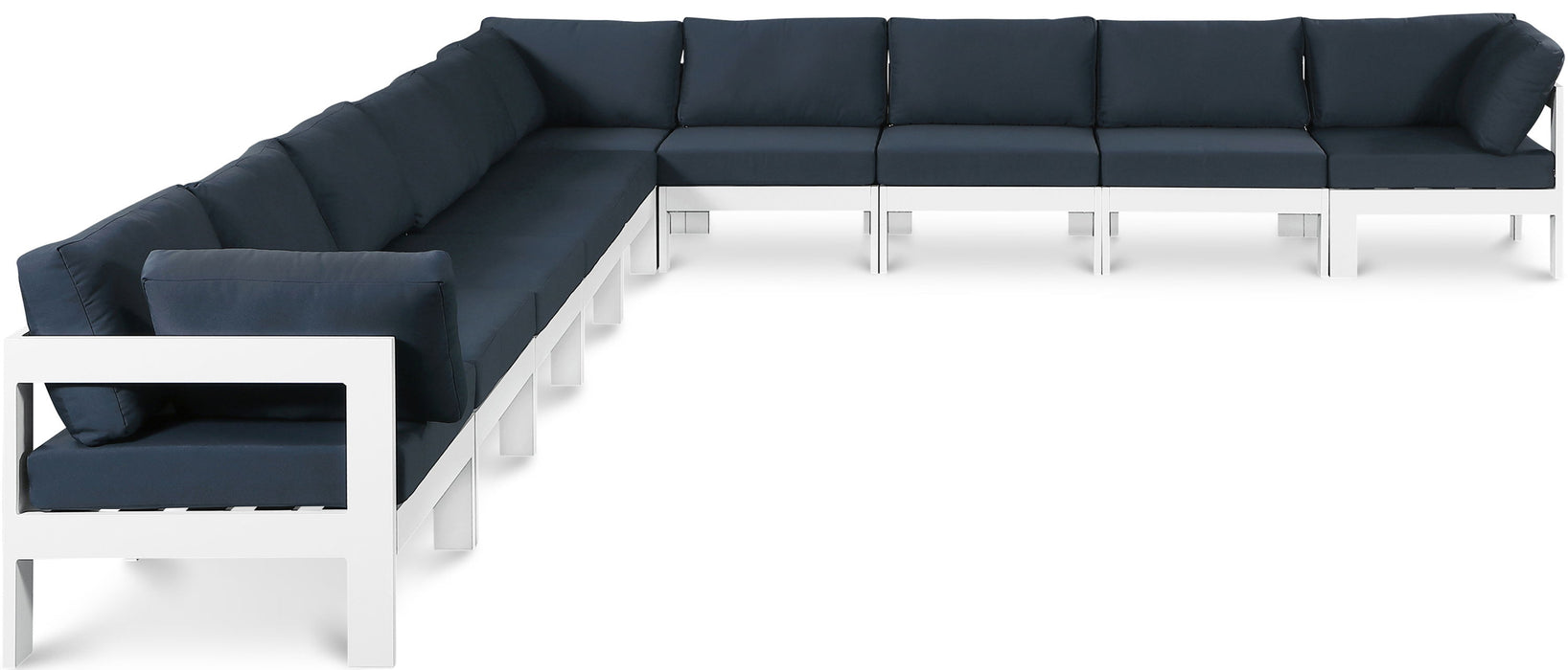Nizuc - Outdoor Patio 10 Piece Modular Sectional With White Frame - Simple Home Plus