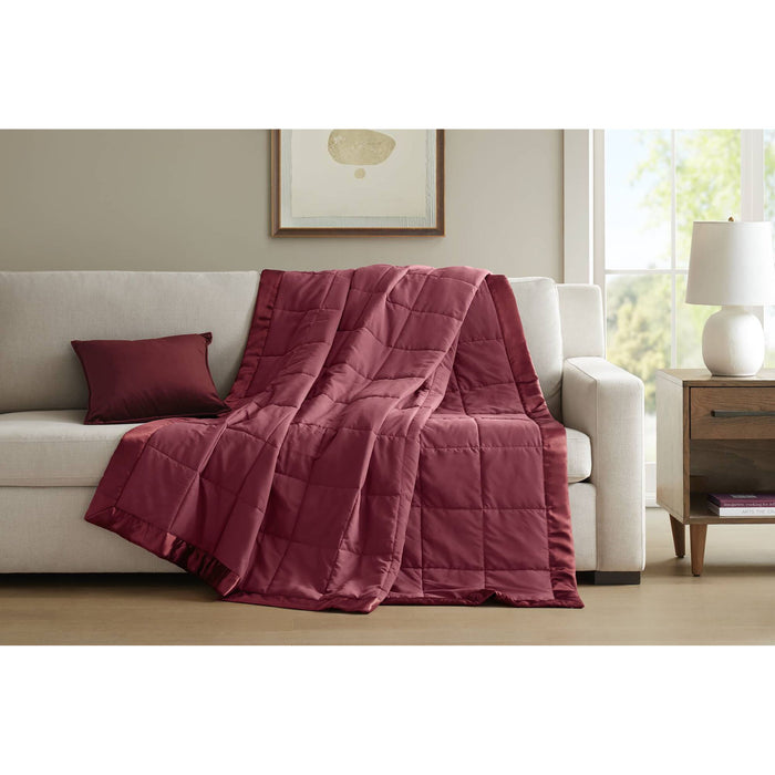 Windom - Lightweight Down Alternative Blanket With Satin Trim - Burgundy - Simple Home Plus