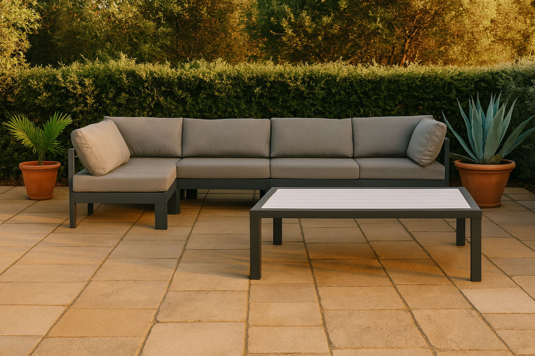 Nizuc - Outdoor Patio 5 Piece Modular Sectional With Gray Frame - Simple Home Plus