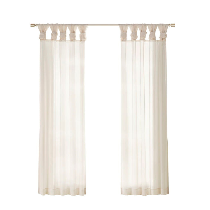 Ceres - 63" Twist Tab Voile Sheer Window Pair - Ivory - Simple Home Plus