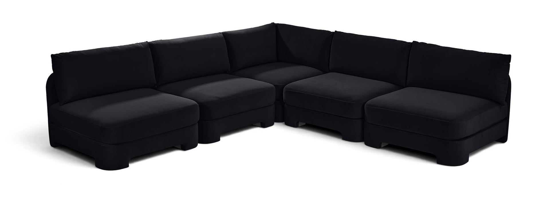 Hammond - Velvet Performance Fabric Upholstered 5 Piece Armless Sectional - Simple Home Plus