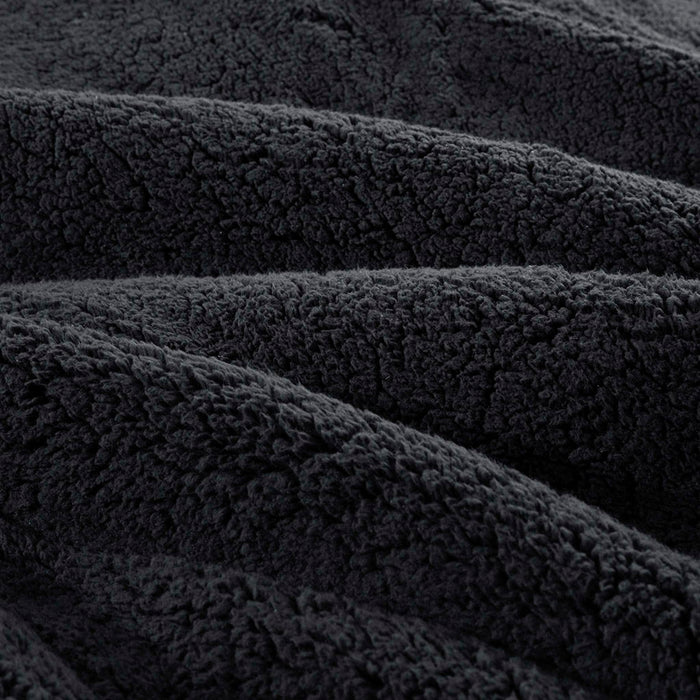 Mira - 3 Piece Full/Queen Crushed Velvet Sherpa Reversible Comforter Set - Charcoal - Simple Home Plus