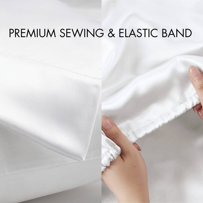 Satin - King Wrinkle Free Luxurious (Set of 6) - White - Simple Home Plus