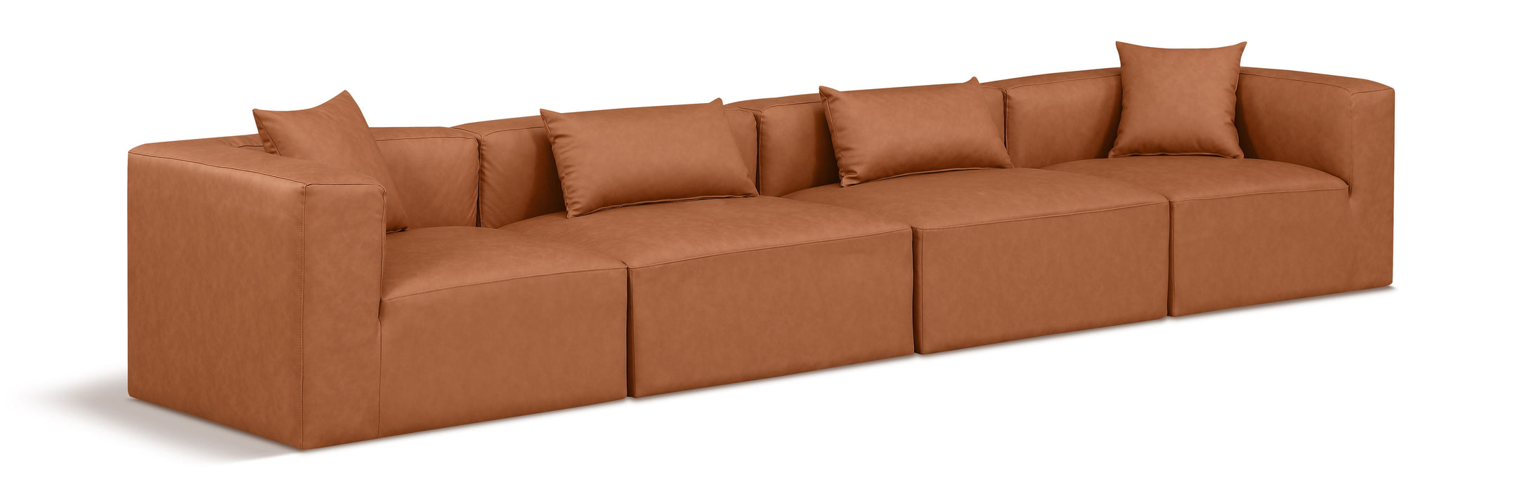 Cube - Modular 4 Seat Sofa - Cognac - Simple Home Plus