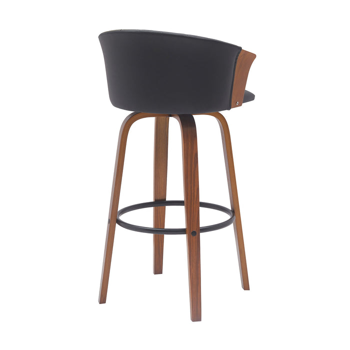 Diana - Swivel Walnut Wood Faux Leather Counter Stool - Simple Home Plus
