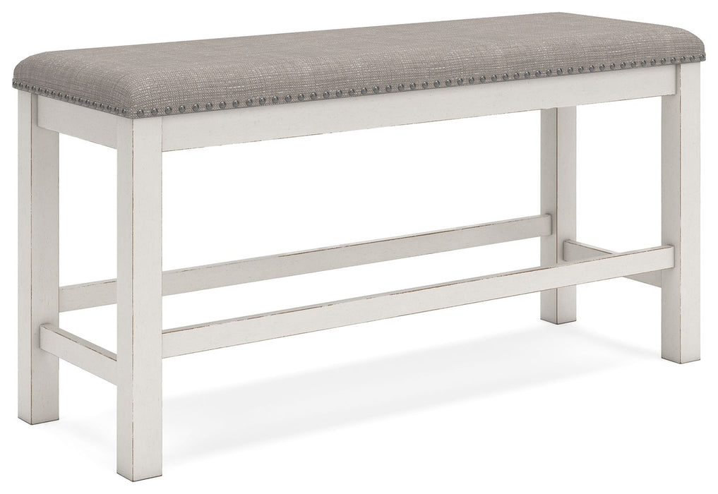 Robbinsdale - Antique White - Dbl Counter Height Upholstered Dining Bench - Simple Home Plus