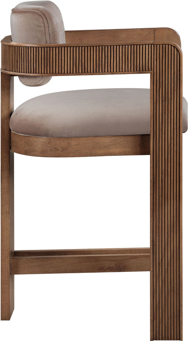 Sacha - Velvet Stool With Brown Base - Simple Home Plus