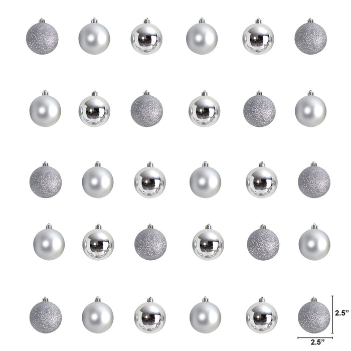 30 Count 2.5" Shatterproof Ornament Set w