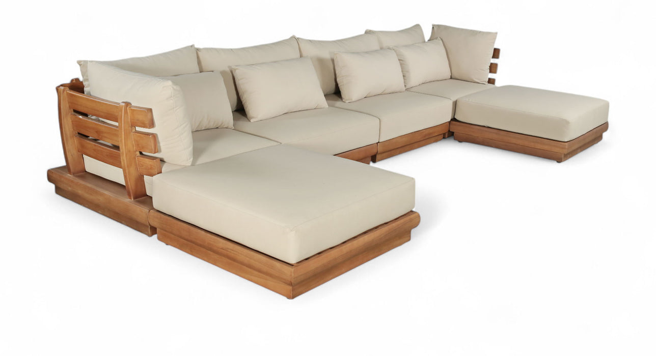 Mirella - 6 Piece Water Resistant Fabric Upholstered Outdoor Patio Modular Sectional - Simple Home Plus