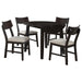 Catley - 5 Piece Round Drop Leaf Dining Table Set - Dark Coffee - Simple Home Plus
