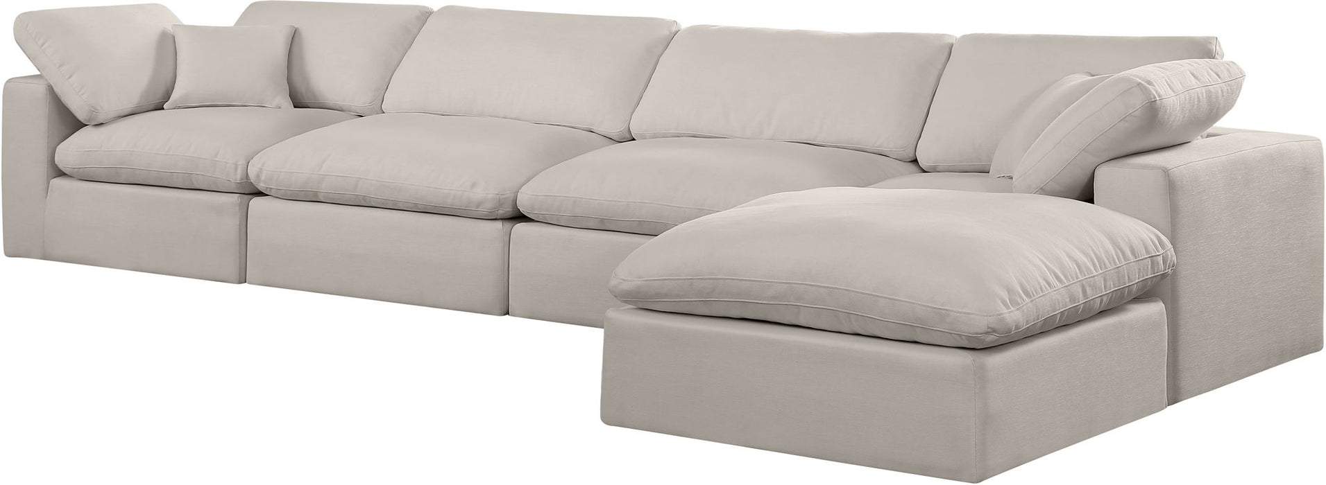 Comfy - 5 Piece Linen Modular Sectional With Chaise - Simple Home Plus